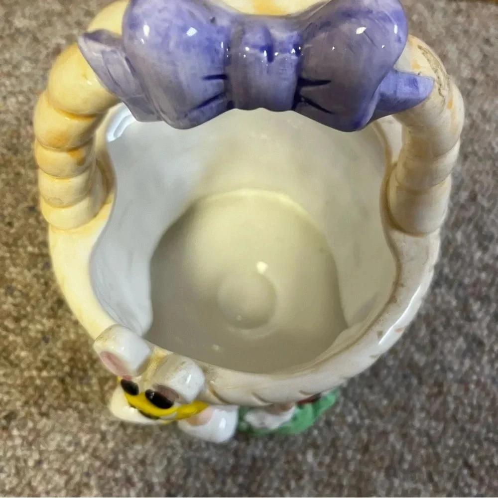 Collectible M&M Ceramic Easter Basket Flower Pot- Vintage- Mars Candy